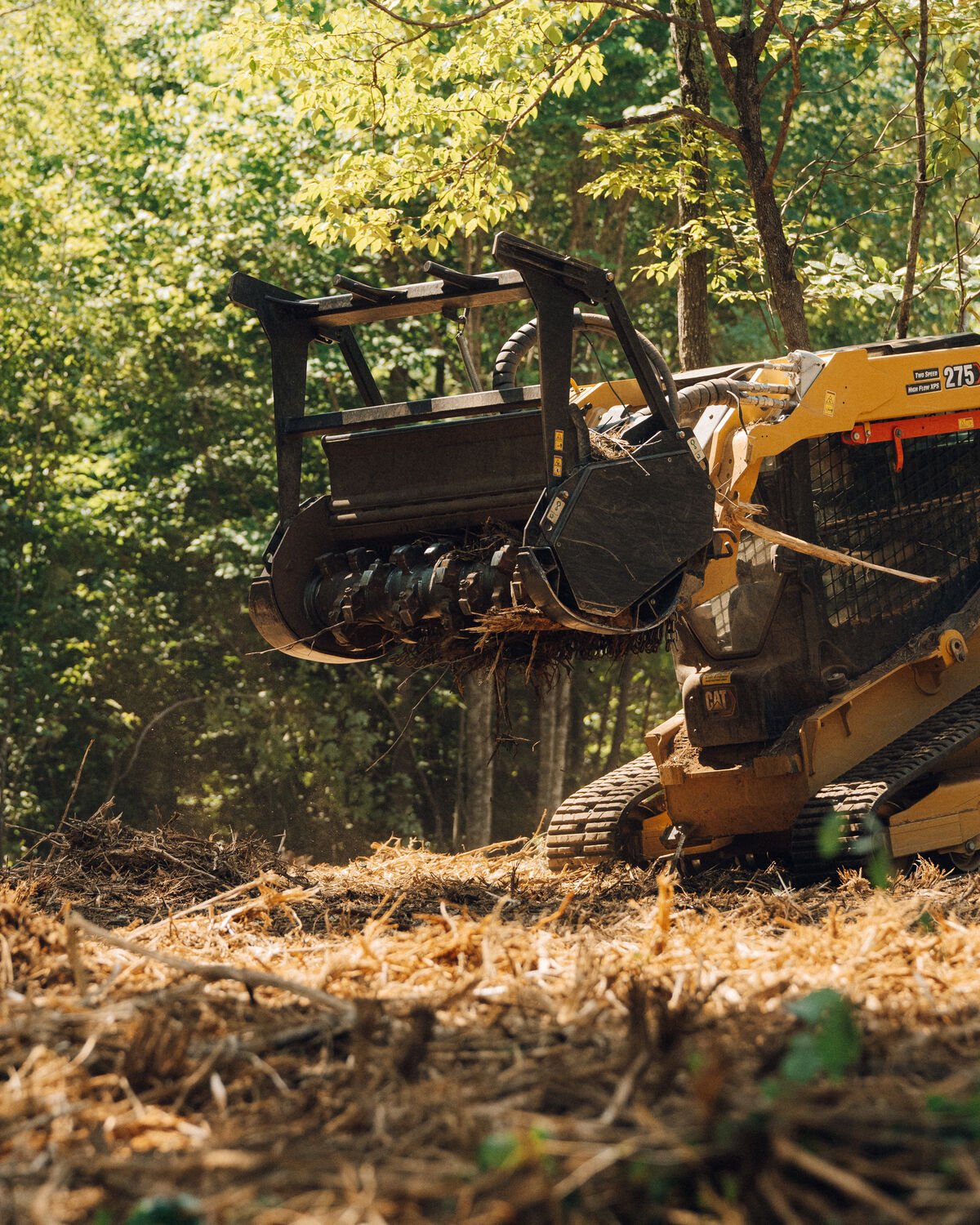 Forestry mulching head grinding brush close up